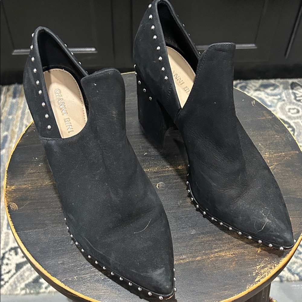 Gianni Bini Black Studded Heeled Boots